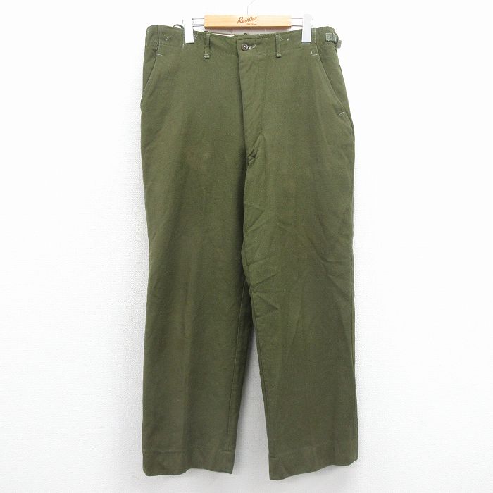 W35★古着 ビンテージ ミリタリー フィールド パンツ メンズ 60年代 60s M-51 ウール 緑 25dec15