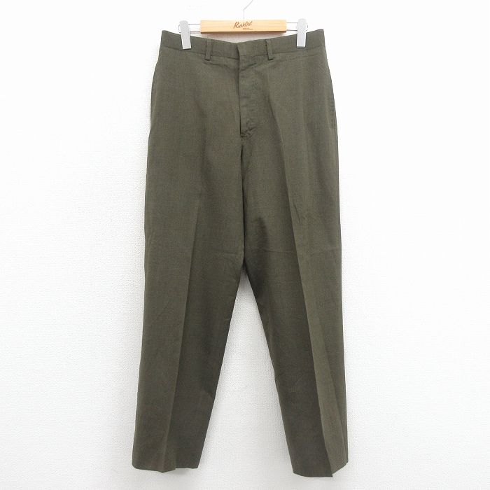 W31★古着 ミリタリー パンツ メンズ 80年代 80s USA製 緑 26jan20
