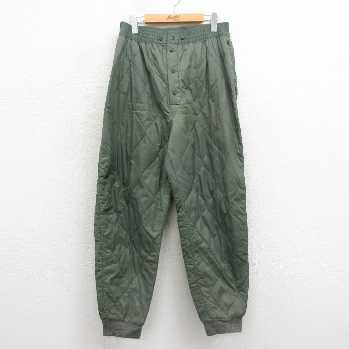 W33★古着 ミリタリー キルティング パンツ メンズ CWU-9/P USAF 緑系 26jan20