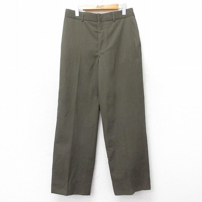 W31★古着 ミリタリー パンツ メンズ 00年代 00s ウール USA製 緑 26feb04