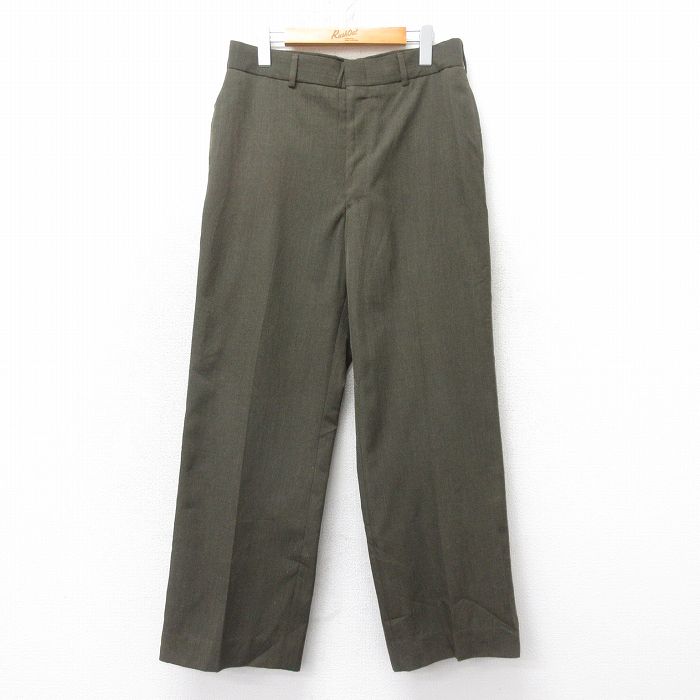 W32★古着 ミリタリー パンツ メンズ 00年代 00s ウール USA製 緑 26feb04
