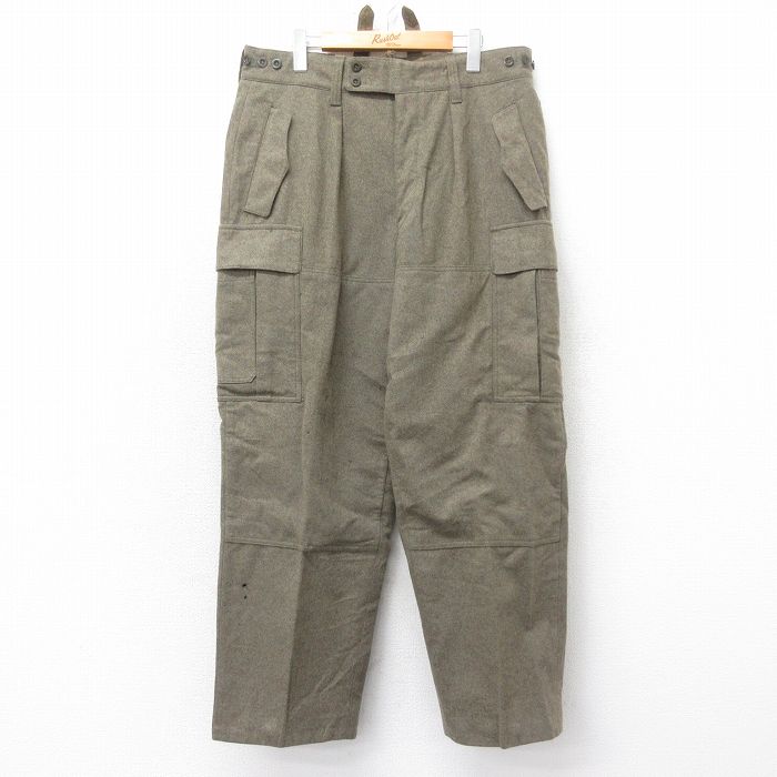 W37★古着 ビンテージ ミリタリー カーゴ パンツ メンズ 60年代 60s ドイツ軍 ウール 緑 霜降り 26feb04