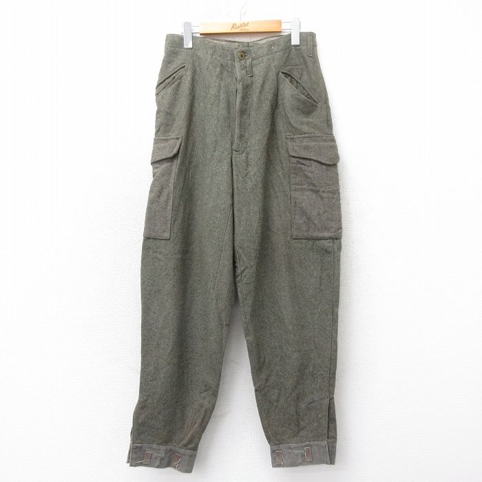W30★古着 ビンテージ ミリタリー カーゴ パンツ メンズ 40年代 40s スウェーデン軍 M-39 ウール グレー 霜降り【spe】 26feb04