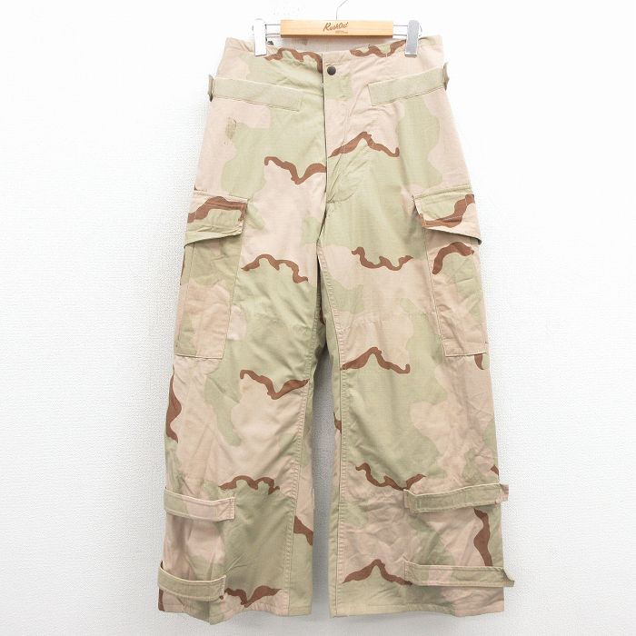 W32★古着 ミリタリー ケミカルプロテクティブ カーゴ パンツ メンズ 00年代 00s リップストップ デザートカモ USA製 ベージュ 迷彩【spe】 26feb18