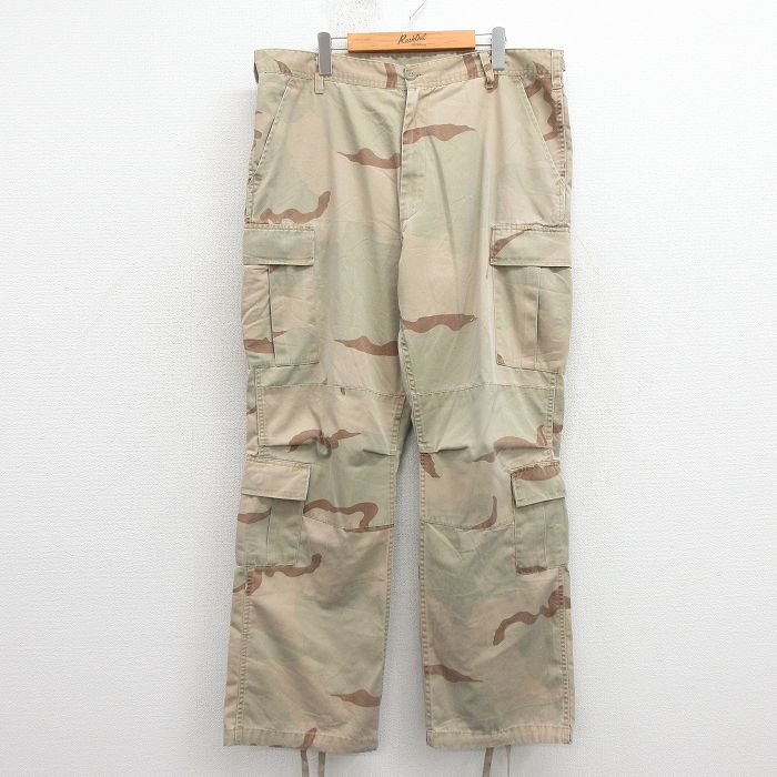 W38★古着 ミリタリー カーゴ パンツ メンズ デザートカモ ベージュ他 迷彩 26mar30