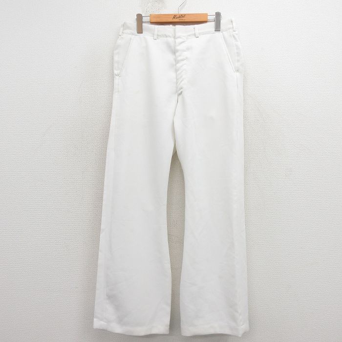 W32★古着 ミリタリー パンツ メンズ 80年代 80s フレア USA製 白 26mar30