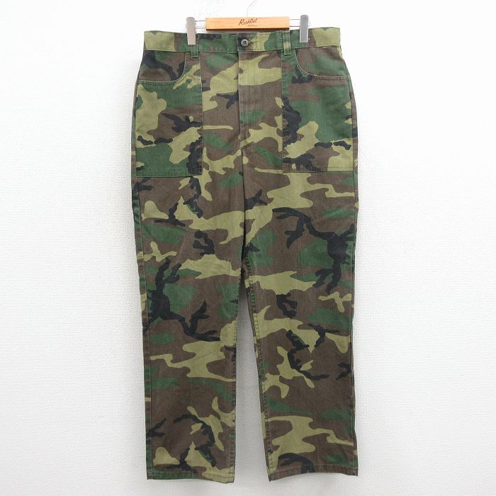ミリタリー ベイカーパンツ 90s ウッドランドカモ グリーン W37 | 古着