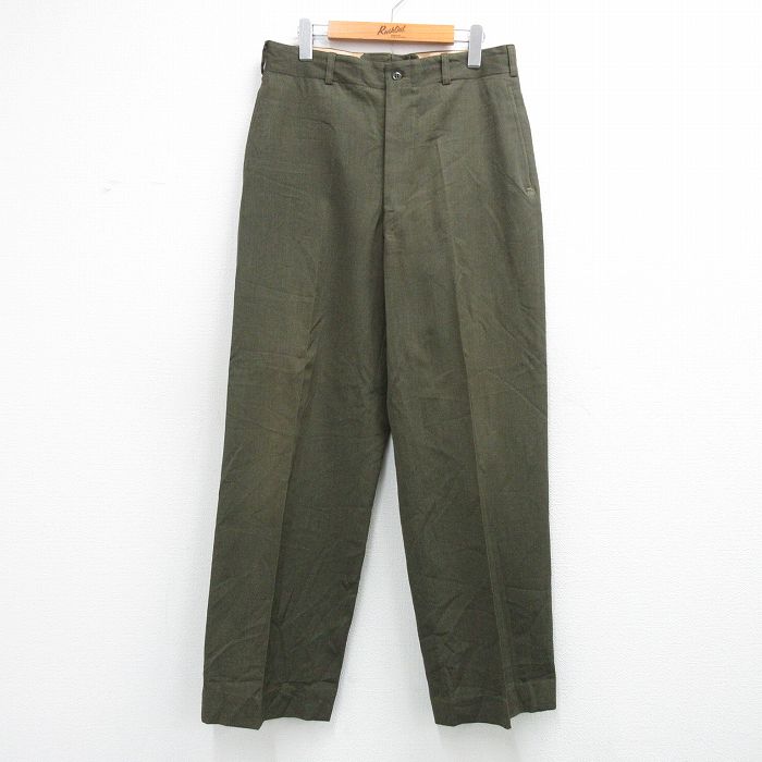 W32★古着 ビンテージ ミリタリー パンツ メンズ 50年代 50s USMC ウール USA製 緑 26apr21