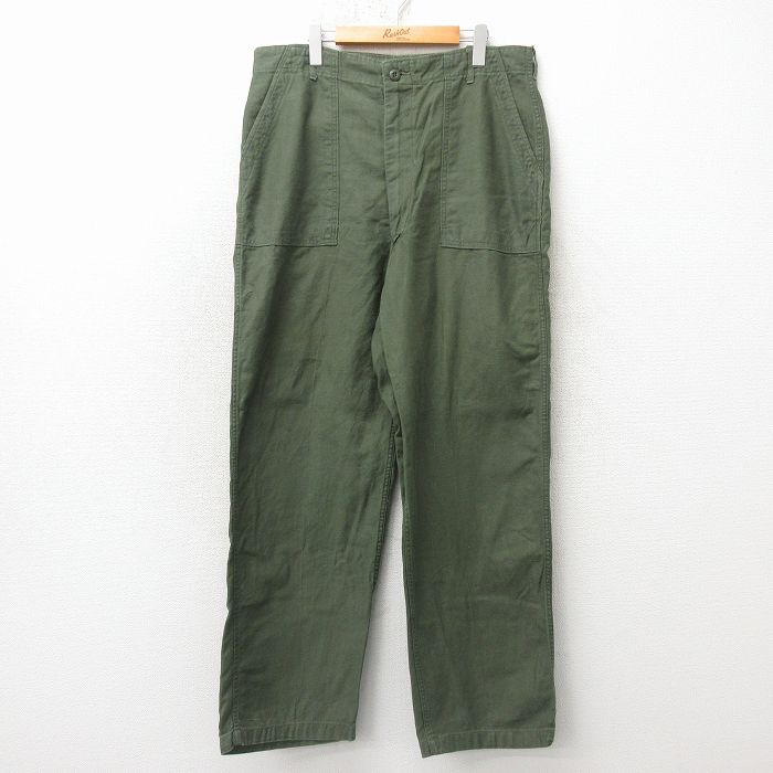 W38★古着 ビンテージ ミリタリー ベイカー パンツ メンズ 60年代 60s コットン USA製 緑【spe】 26apr24