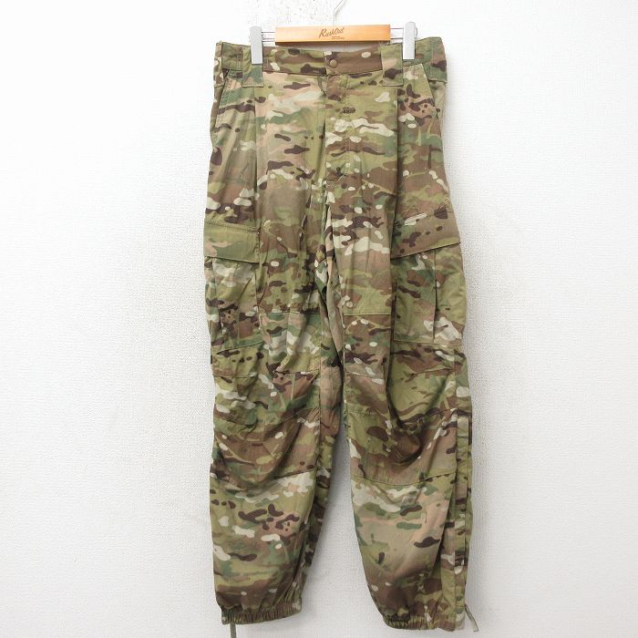 W34★古着 ミリタリー カーゴ パンツ メンズ ECWCS ソフトシェル マルチカムカモ 緑 迷彩 26apr24