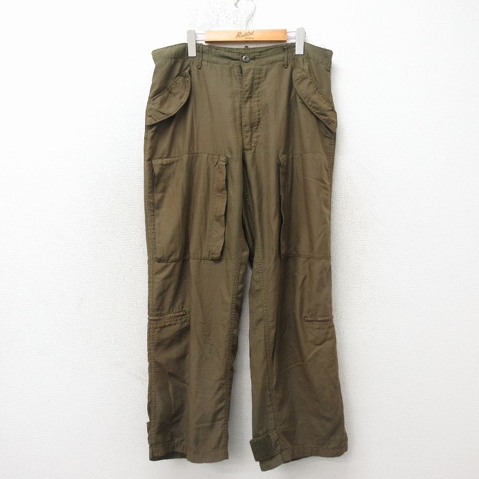 W36★古着 ミリタリー ブッシュ パンツ メンズ 80年代 80s 緑 26apr24