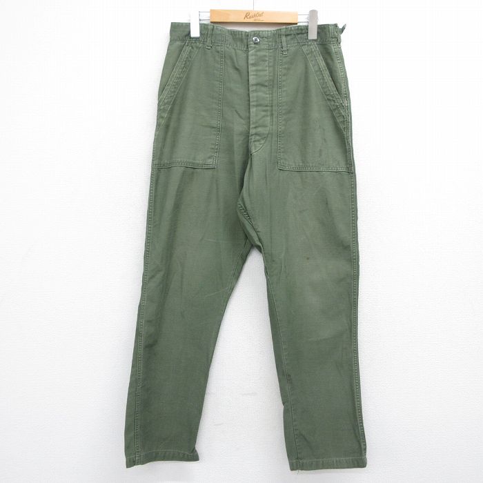 W32★古着 ビンテージ ミリタリー ベイカー パンツ メンズ 60年代 60s アジャスター付き コットン USA製 カーキ【spe】 26may14