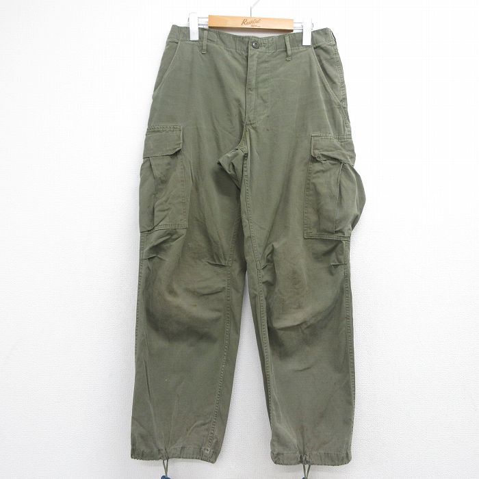60s ミリタリージャングルファティーグカーゴパンツ リップストップ カーキ 実寸W31 | 古着