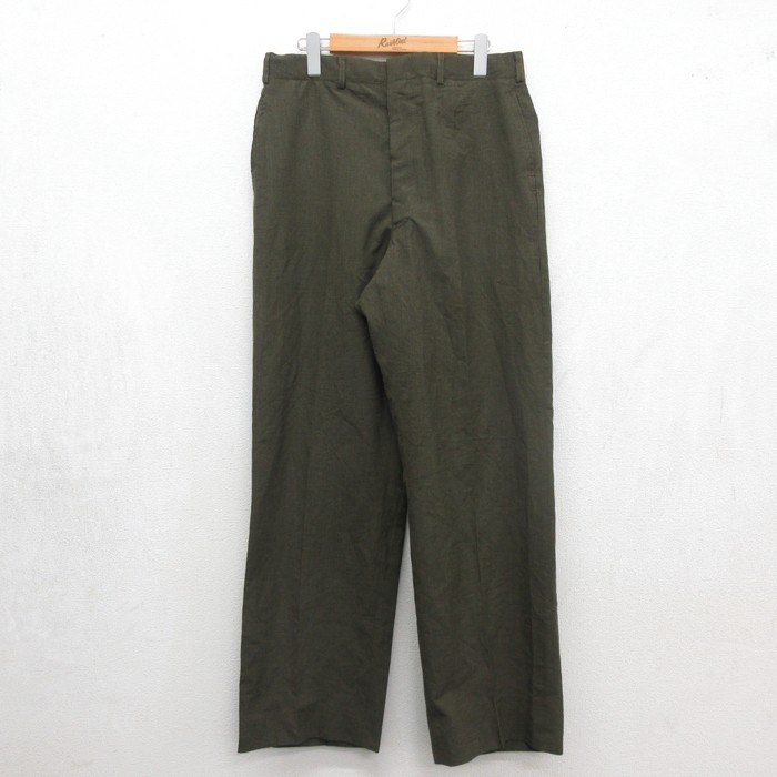 ビンテージ ミリタリー パンツ メンズ 70s フラップポケット ウール USA製 カーキ 実寸W33 | 古着
