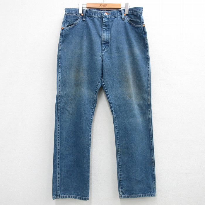 【30%OFF】W36★古着 ラングラー Wrangler ジーンズ メンズ 90年代 90s USA製 紺 ネイビー デニム 24may09 中古 ボトムス ジーパン Gパン ロング パンツ