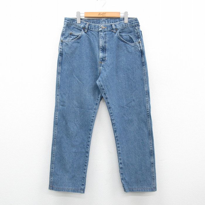 【30%OFF】W34★古着 ラングラー Wrangler ジーンズ メンズ 00年代 00s コットン 紺 ネイビー デニム 24jun15 中古 ボトムス ジーパン Gパン ロング パンツ