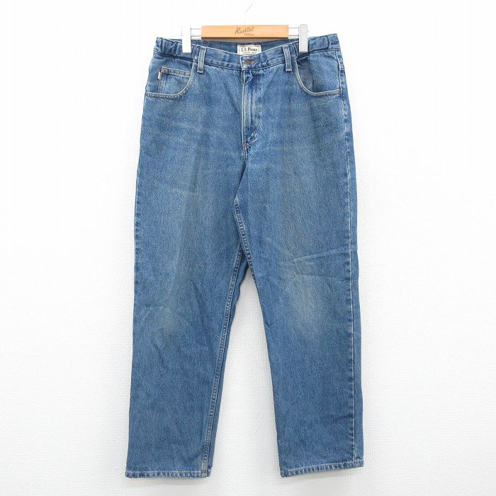 【50%OFF】W34★古着 エルエルビーン LLBEAN ジーンズ メンズ 00年代 00s ヒゲ コットン 紺 ネイビー デニム 24jun15 中古 ボトムス ジーパン Gパン ロング パンツ