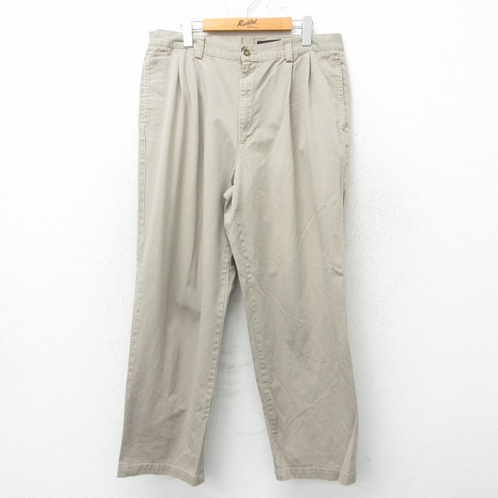 【50%OFF】W34★古着 エディーバウアー チノ パンツ チノパン メンズ 00年代 00s コットン ベージュ カーキ 24jun20 中古 ボトムス ロング