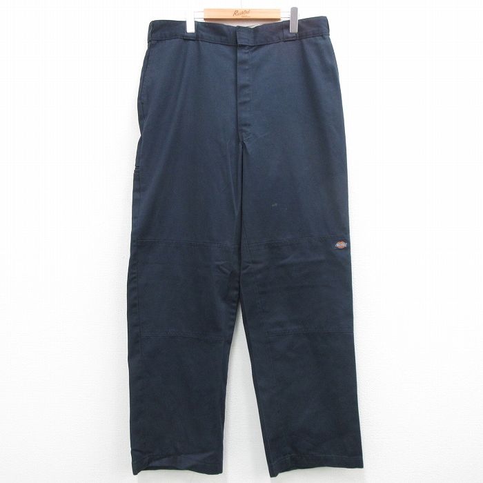 W38★古着 ディッキーズ Dickies ワーク パンツ メンズ ダブルニー 紺 ネイビー 24jun20 中古 ボトムス ロング