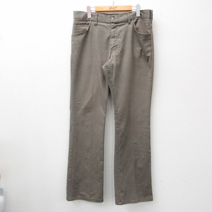 W35★古着 ビッグスミス パンツ メンズ 70年代 70s 緑系 グリーン 24sep05 中古 ボトムス ロング