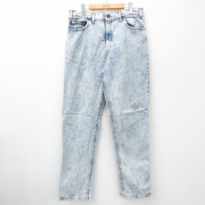 W36★古着 リーバイス Levis 540 ジーンズ メンズ 90年代 90s ケミカルウォッシュ コットン USA製 紺 ネイビー デニム 【spe】 24sep10 中古 ボトムス ジーパン Gパン ロング パンツ