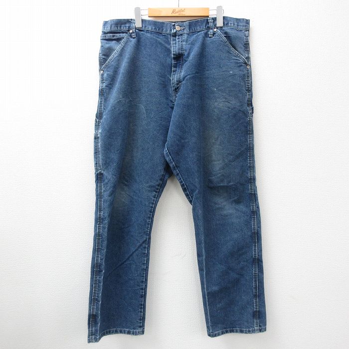 W38★古着 ラングラー Wrangler ペインター パンツ メンズ 紺 ネイビー デニム 24sep14 中古 ボトムス ロング