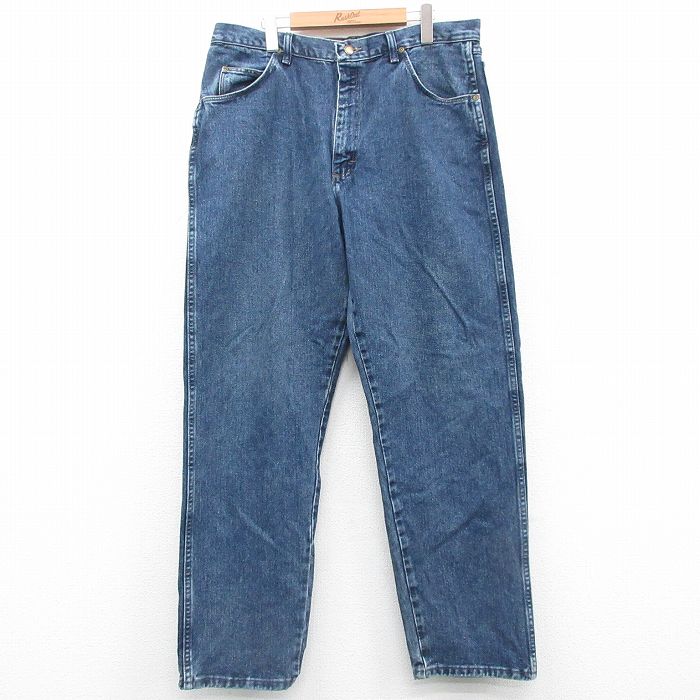 W37★古着 ラングラー Wrangler ジーンズ メンズ 00年代 00s コットン 紺 ネイビー デニム 24sep20 中古 ボトムス ジーパン Gパン ロング パンツ