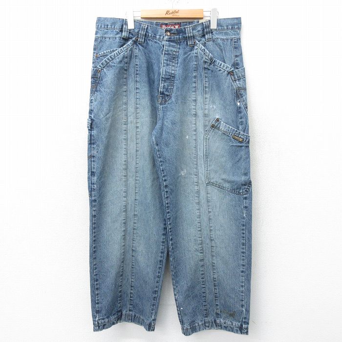 【30%OFF】W38★古着 ペインター パンツ メンズ コットン 紺 ネイビー デニム 24sep26 中古 ボトムス ロング
