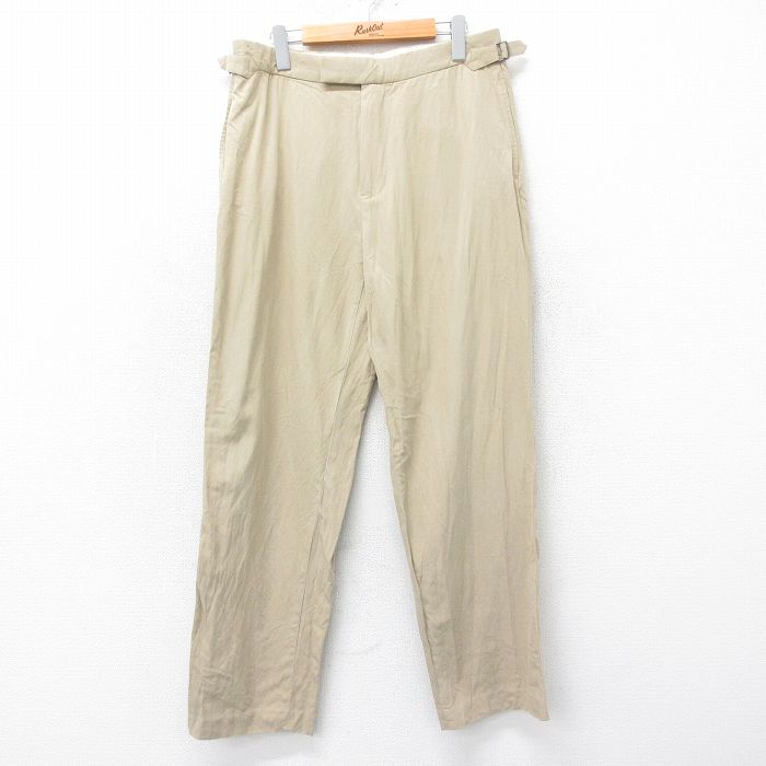 W35★古着 ラルフローレン Ralph Lauren ブランド スラックス パンツ メンズ 90年代 90s シルク ベージュ カーキ 【spe】 24sep30 24oct01 中古 ボトムス ロング