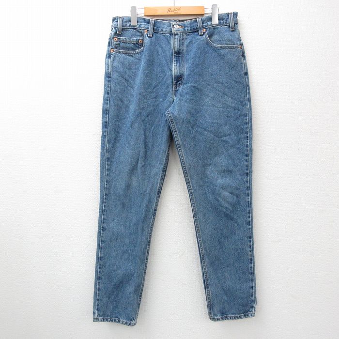 W36★古着 リーバイス Levis 512 ジーンズ メンズ 90年代 90s テーパード コットン USA製 紺 ネイビー デニム 24oct07 中古 ボトムス ジーパン Gパン ロング パンツ