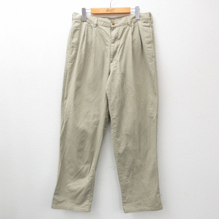 【50%OFF】W33★古着 ピューリタン チノ パンツ チノパン メンズ 90年代 90s タロン ベージュ カーキ 24oct08 中古 ボトムス ロング