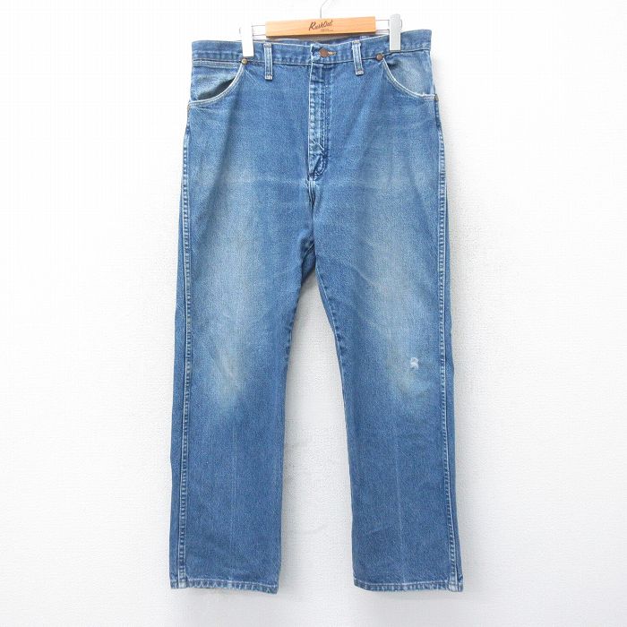 W37★古着 ラングラー Wrangler ジーンズ メンズ 90年代 90s コットン USA製 紺 ネイビー デニム 24oct25 中古 ボトムス ジーパン Gパン ロング パンツ