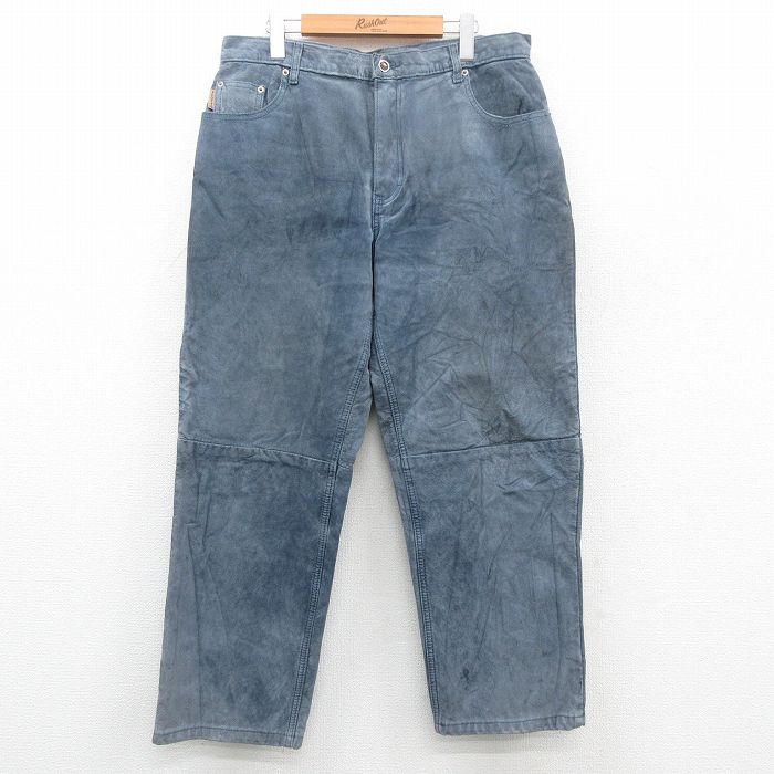 W37★古着 スエード パンツ メンズ 90年代 90s カナダ製 紺 ネイビー 24nov01 中古 ボトムス ロング