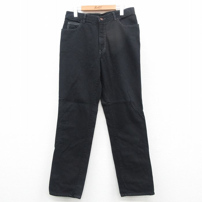 W33★古着 ジーンズ メンズ 黒 ブラック デニム 24nov01 中古 ボトムス ジーパン Gパン ロング パンツ