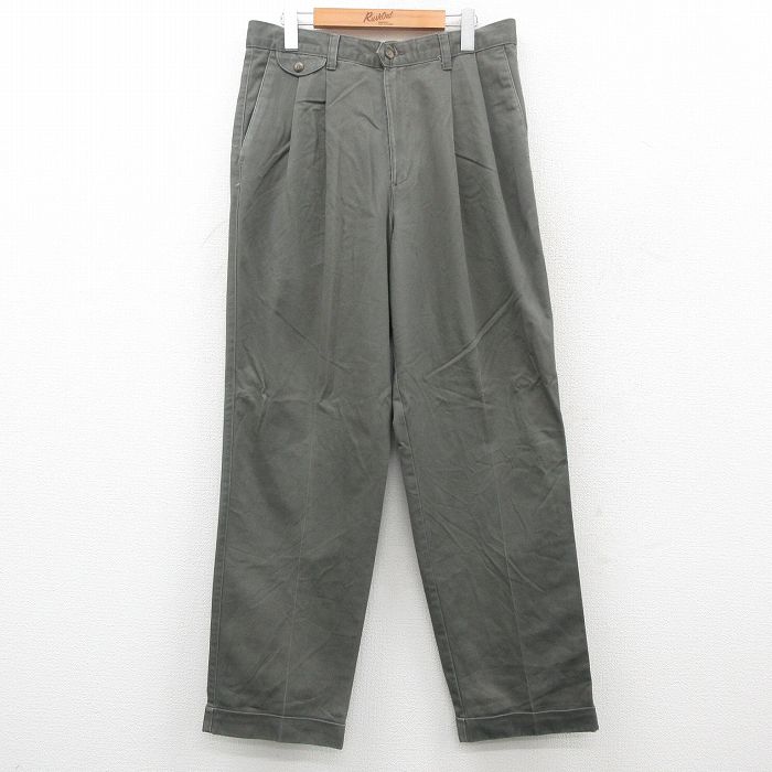 W34★古着 ドッカーズ チノ パンツ チノパン メンズ コットン 濃緑 グリーン 24nov01 中古 ボトムス ロング
