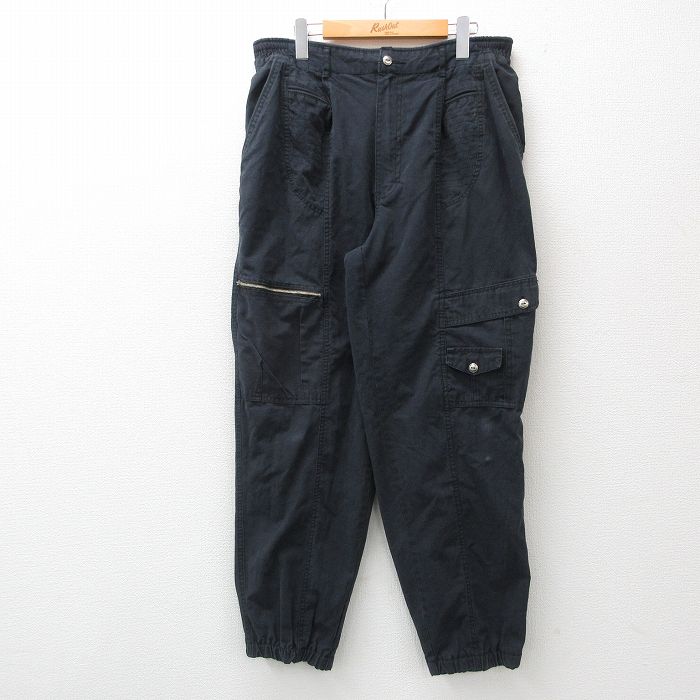 W34★古着 パンツ メンズ 90年代 90s 黒 ブラック 24nov05 中古 ボトムス ロング