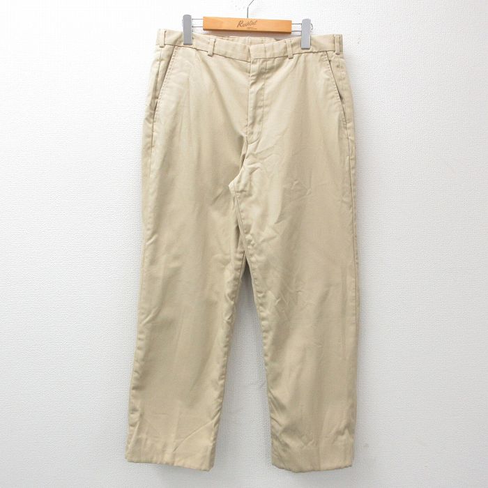 W34★古着 エルエルビーン LLBEAN パンツ メンズ 80年代 80s USA製 ベージュ カーキ 内側フランネル 【spe】 24nov05 中古 ボトムス ロング