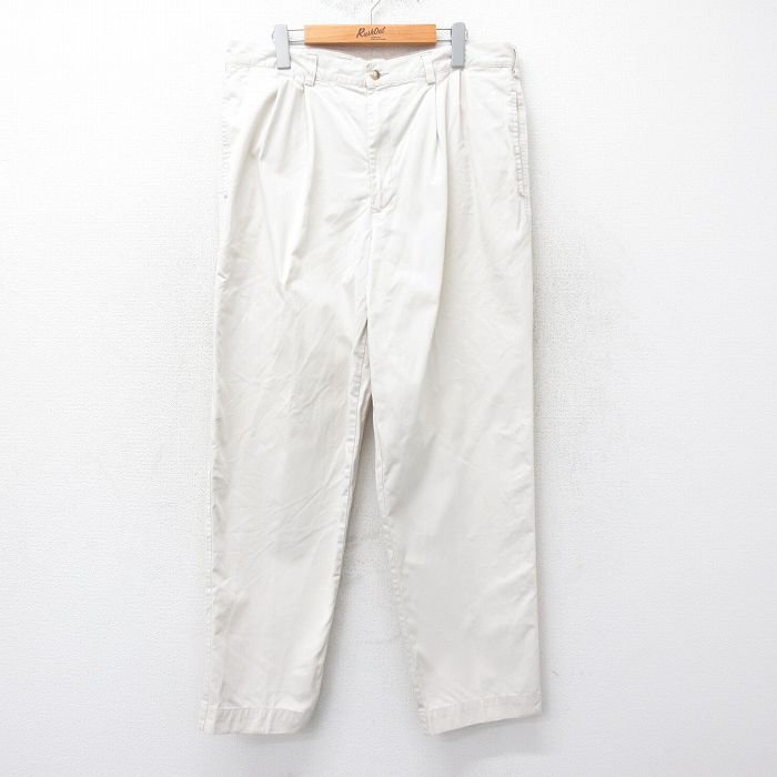 W36★古着 エルエルビーン LLBEAN パンツ メンズ 90年代 90s コットン 薄ベージュ カーキ 24nov06 中古 ボトムス ロング