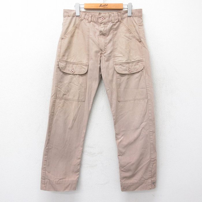 W35★古着 madewell ブッシュ カーゴ パンツ メンズ 80年代 80s コットン USA製 タロン 薄茶 ブラウン 【spe】 24nov06 中古 ボトムス ロング