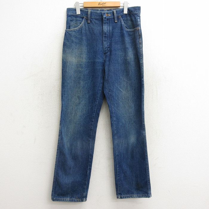 W33★古着 ラスラー ジーンズ メンズ 80年代 80s タロン USA製 紺 ネイビー デニム 24nov06 中古 ボトムス ジーパン Gパン ロング パンツ