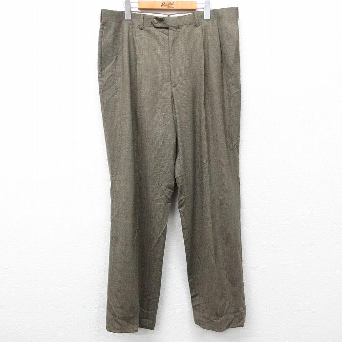 W38★古着 スラックス パンツ メンズ 80年代 80s ウール USA製 緑系他 グリーン 24nov06 中古 ボトムス ロング