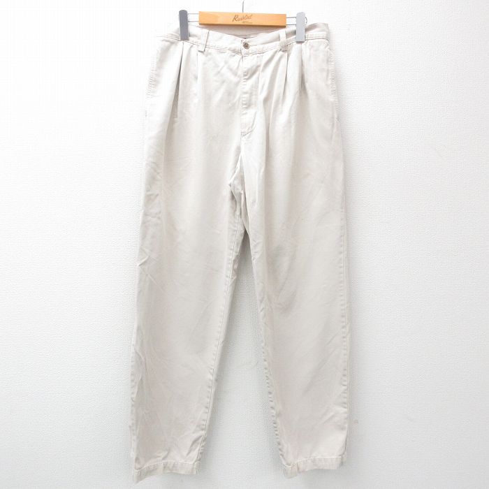 W33★古着 ギャップ GAP チノ パンツ チノパン メンズ 00年代 00s コットン 薄ベージュ カーキ 24nov07 中古 ボトムス ロング