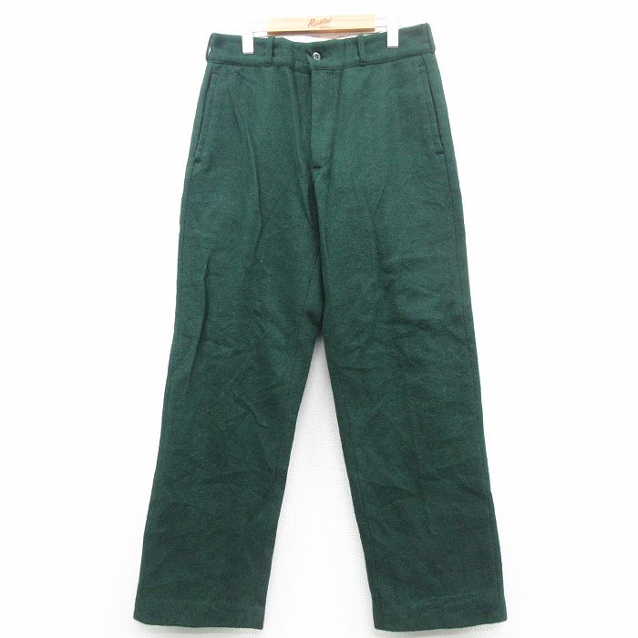 W35★古着 ジョンソン JOHNSON パンツ メンズ 80年代 80s ウール USA製 緑 グリーン 24nov07 中古 ボトムス ロング