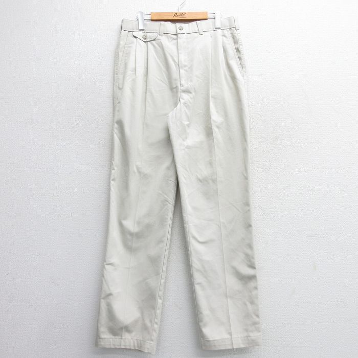 【50%OFF】W33★古着 HAGGAR パンツ メンズ 00年代 00s コットン 薄ベージュ カーキ 24nov07 中古 ボトムス ロング