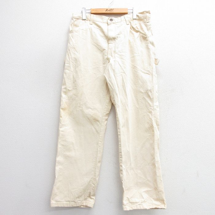 W36★古着 ディッキーズ Dickies ペインター パンツ メンズ 90年代 90s ダック地 コットン タロン 生成り 【spe】 24nov07 中古 ボトムス ロング