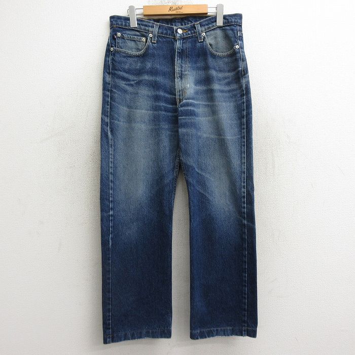 W33★古着 ラルフローレン Ralph Lauren ポロジーンズ ブランド ジーンズ メンズ ヒゲ コットン 紺 ネイビー デニム 24nov07 中古 ボトムス ジーパン Gパン ロング パンツ