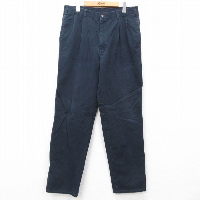 W34★古着 ドッカーズ チノ パンツ チノパン メンズ 90年代 90s コットン USA製 濃紺 ネイビー 24nov08 中古 ボトムス ロング
