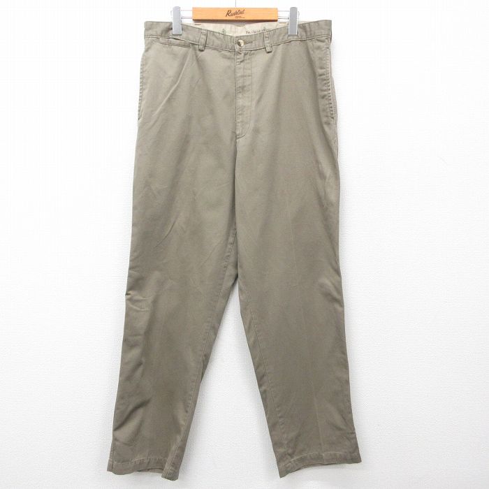 W36★古着 パンツ メンズ コットン ベージュ カーキ 24nov08 中古 ボトムス ロング