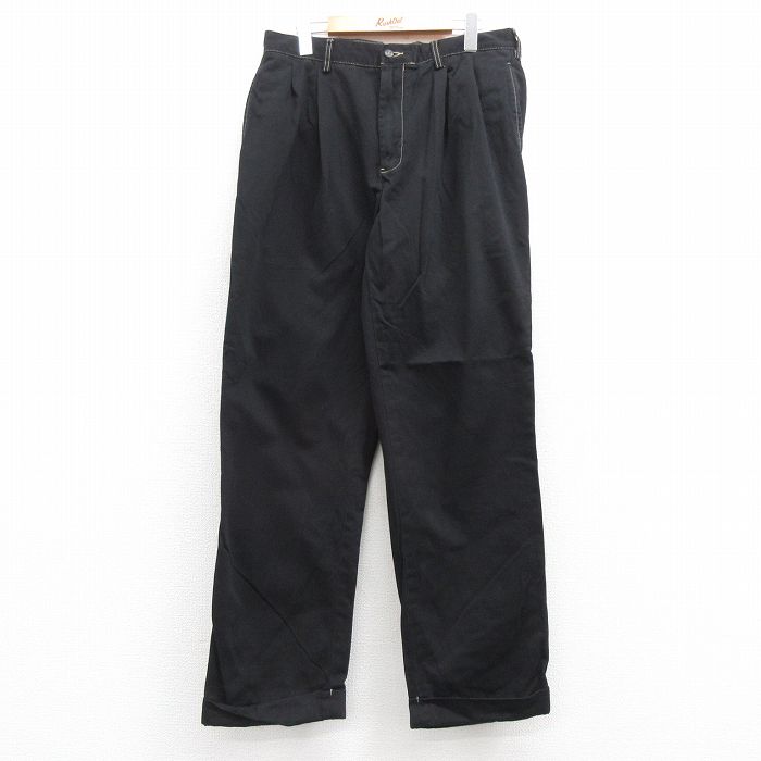 W33★古着 ラルフローレン Ralph Lauren ブランド チノ パンツ チノパン メンズ 90年代 90s HAMMOND コットン 黒 ブラック 【spe】 24nov08 中古 ボトムス ロング