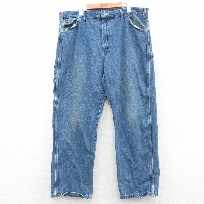 W39★古着 ディッキーズ Dickies ペインター パンツ メンズ 大きいサイズ コットン 紺 ネイビー デニム 24nov11 中古 ボトムス ロング